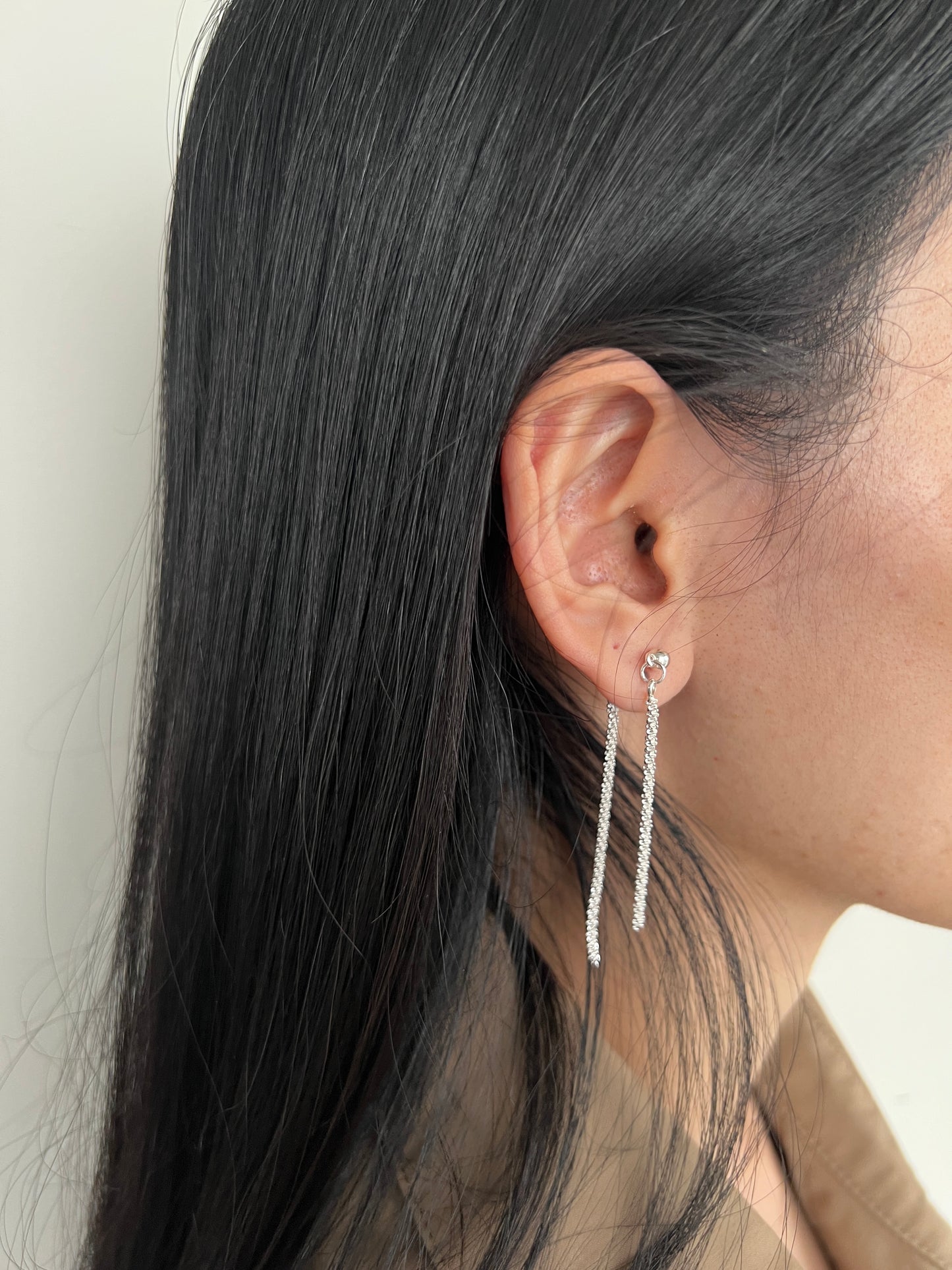 Minimalist Shimmery tassel earrings