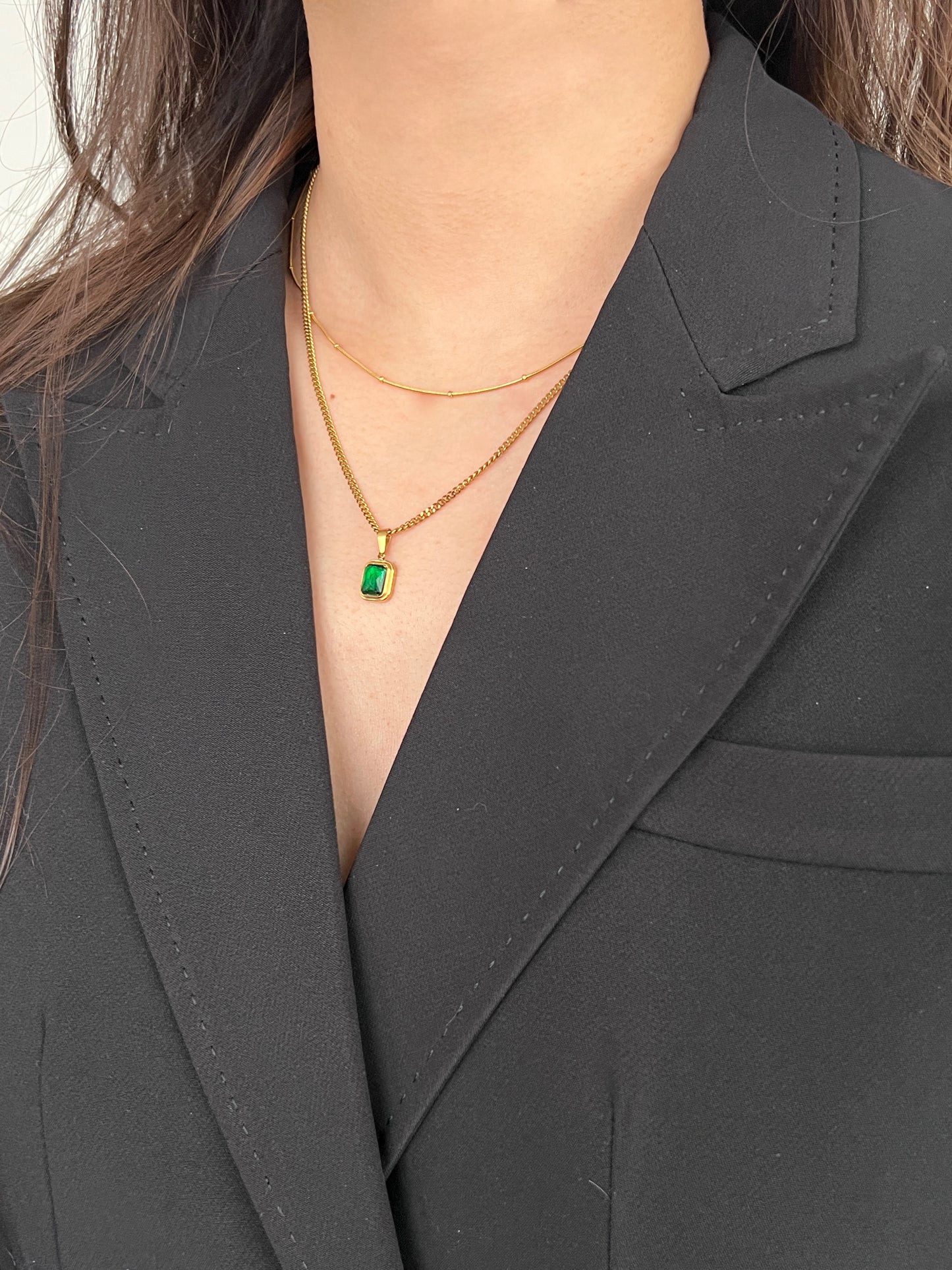 Emerald Two-layer Necklace