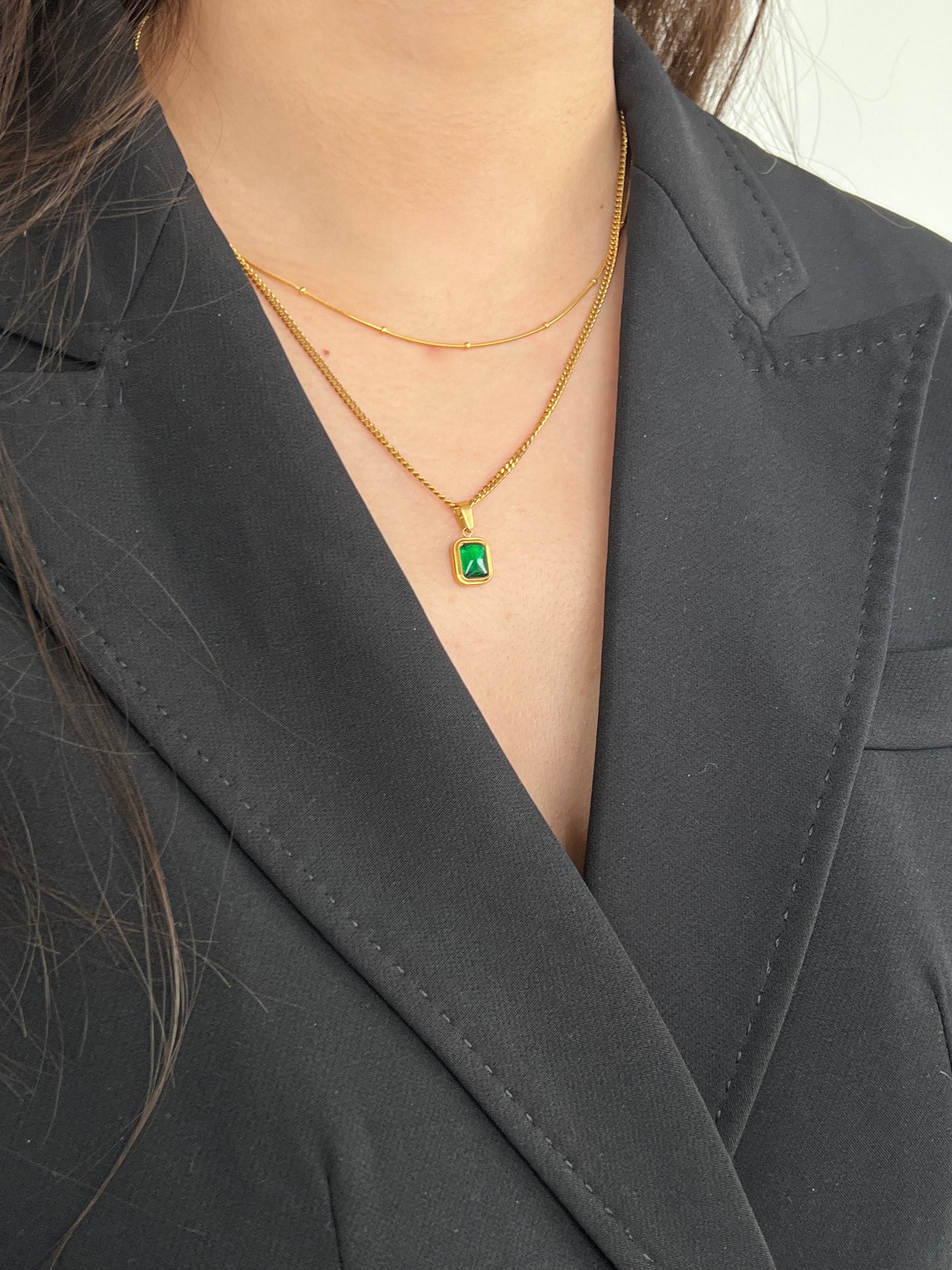 Emerald Two-layer Necklace