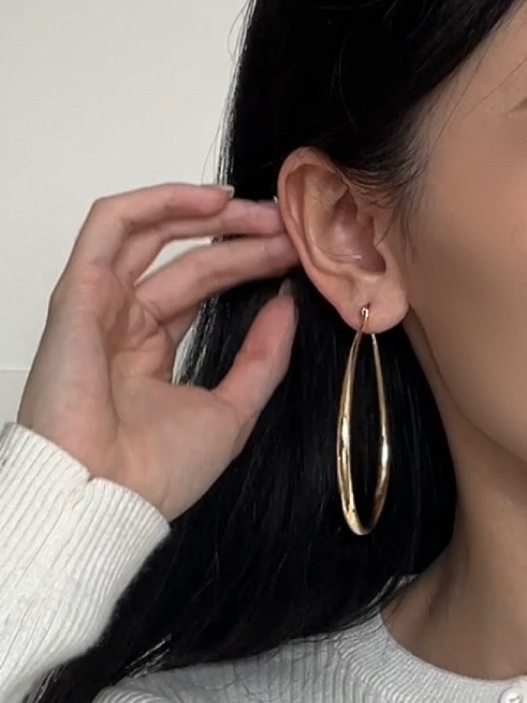 Giant Oval Golden Hoop Earrings