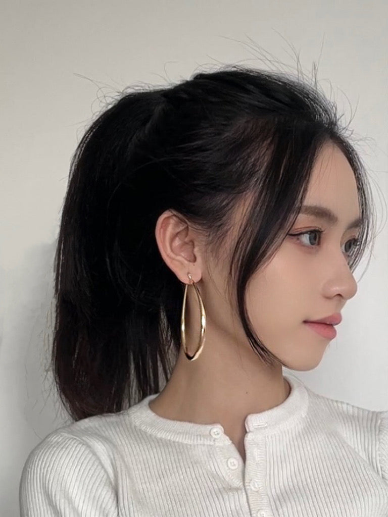 Giant Oval Golden Hoop Earrings