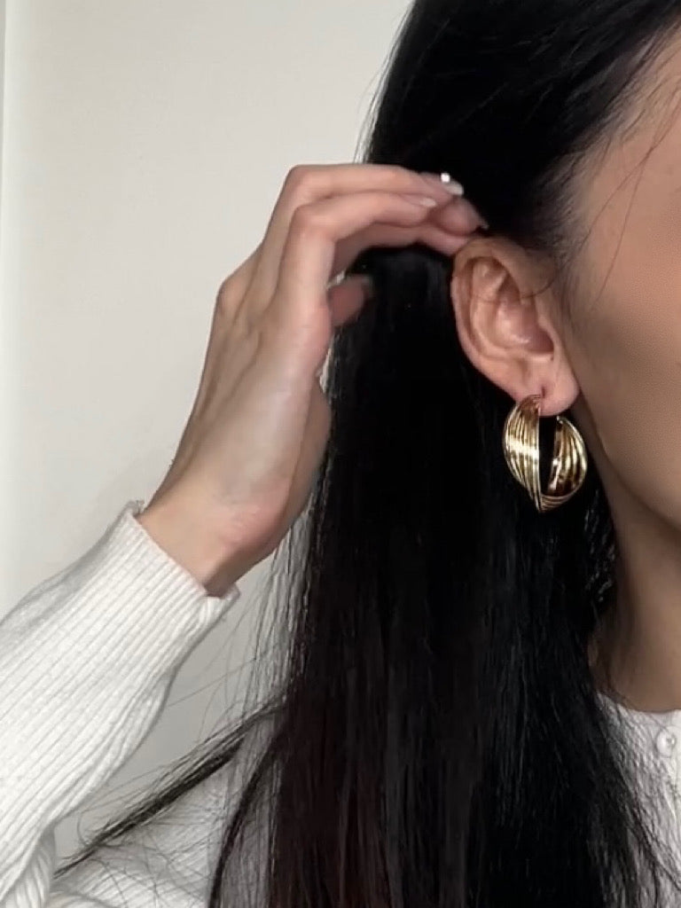 Mobius Golden Metal Hoop Earrings