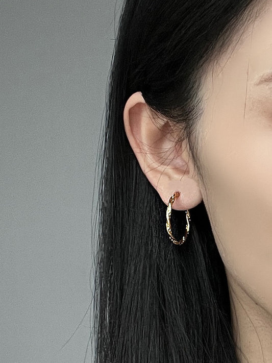 Elegant Thin Twisted Hoop Earring