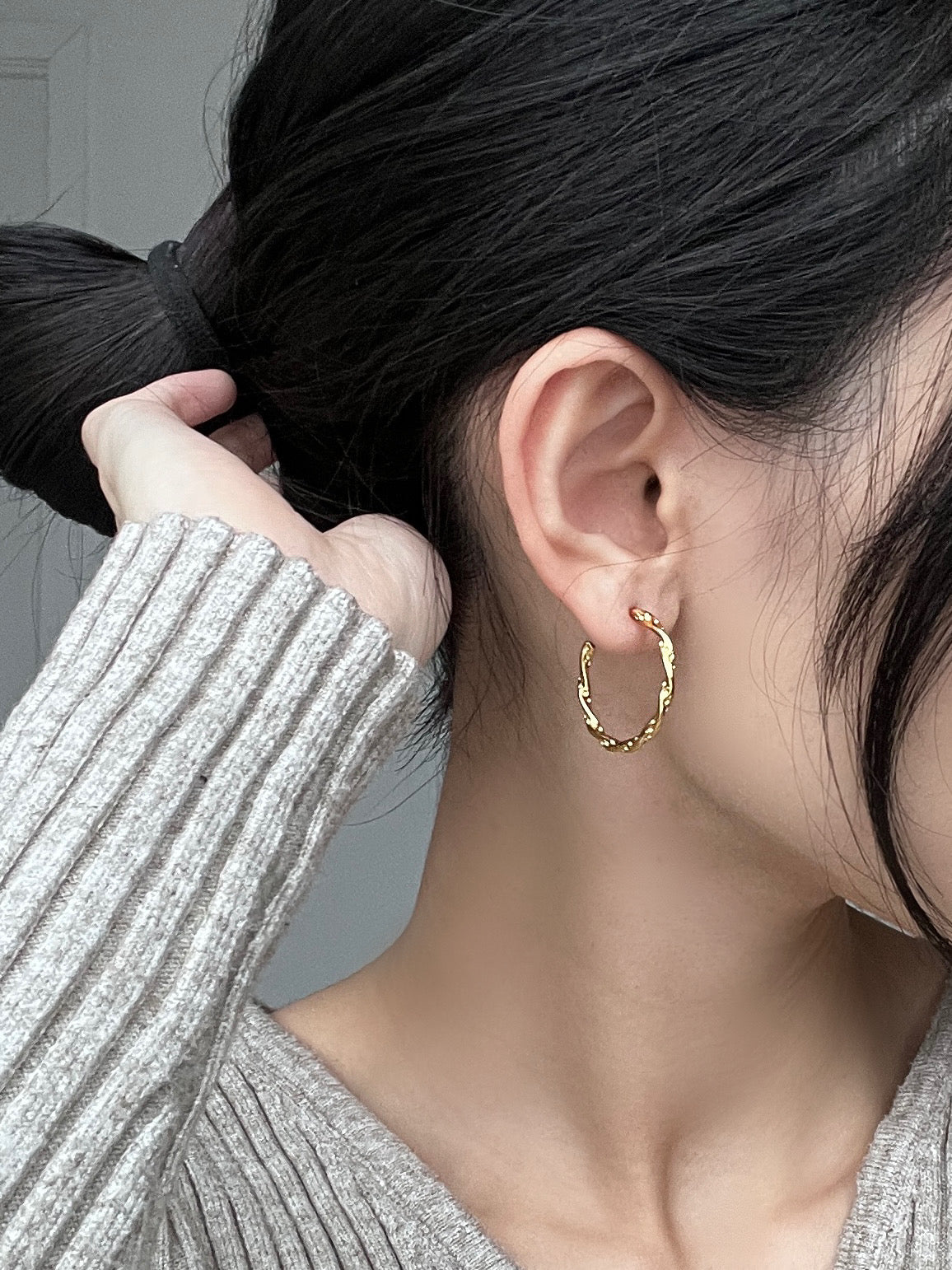 Elegant Thin Twisted Hoop Earring