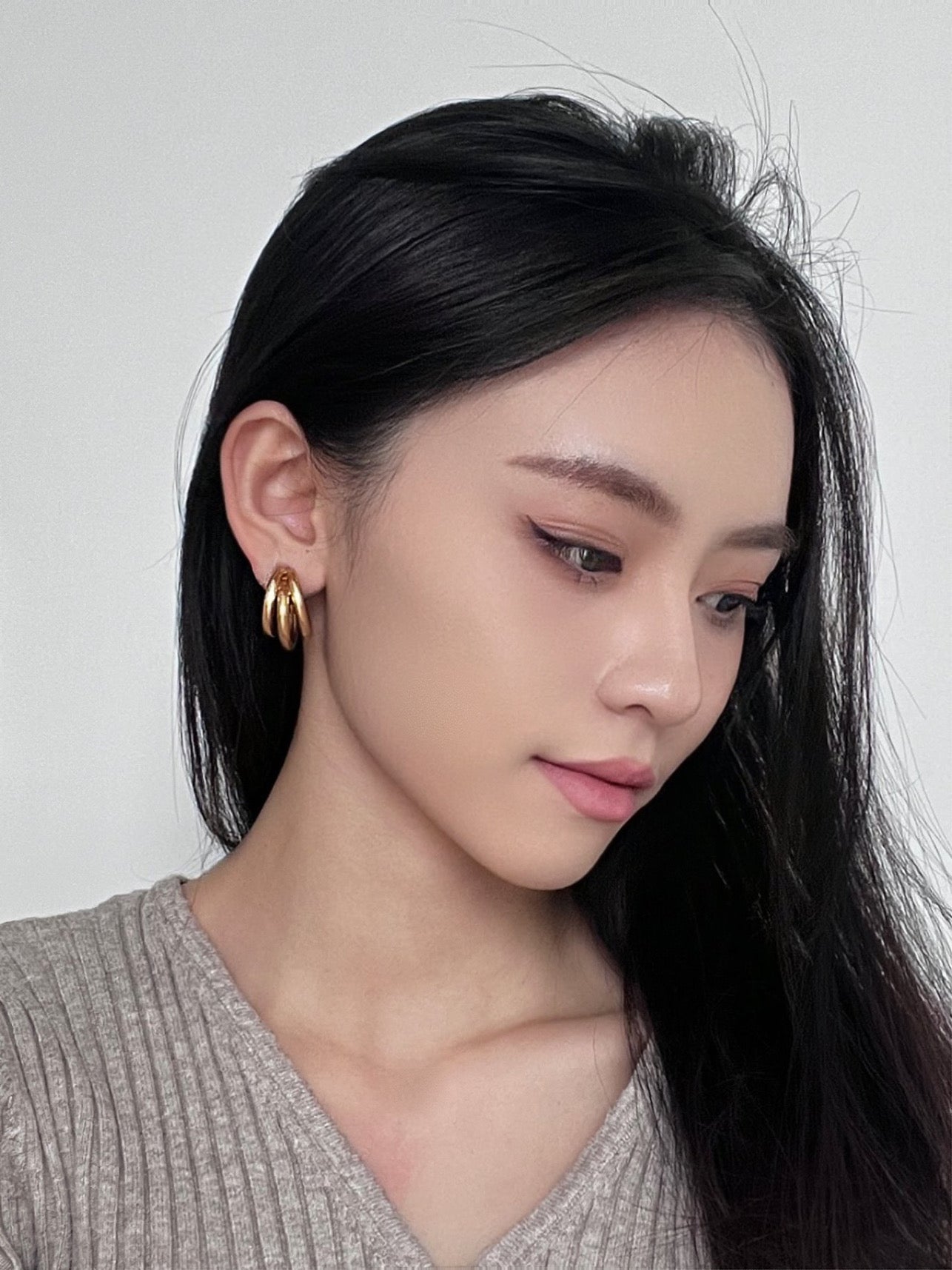 Triple Golden Hoop Earrings