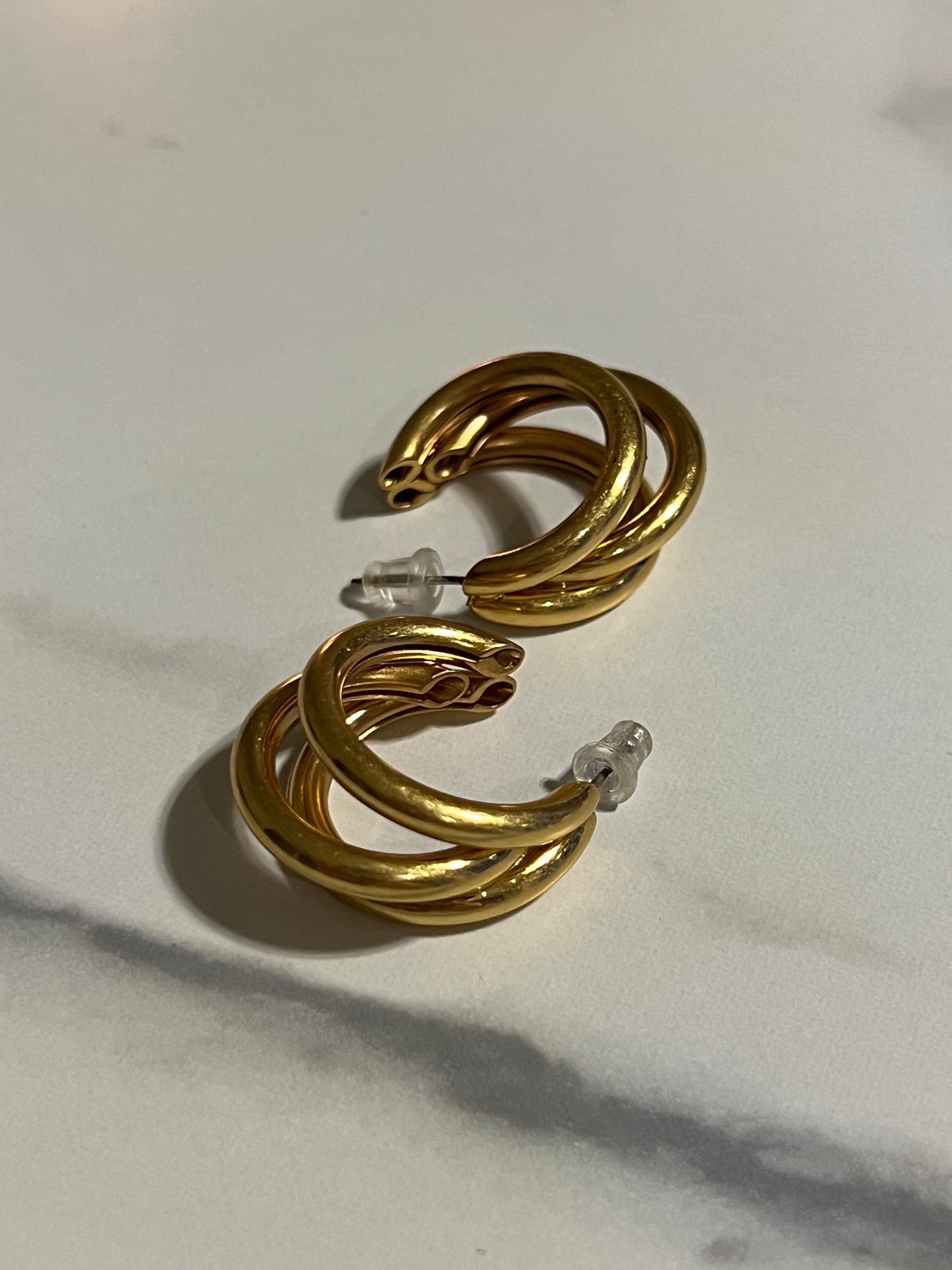 Triple Golden Hoop Earrings