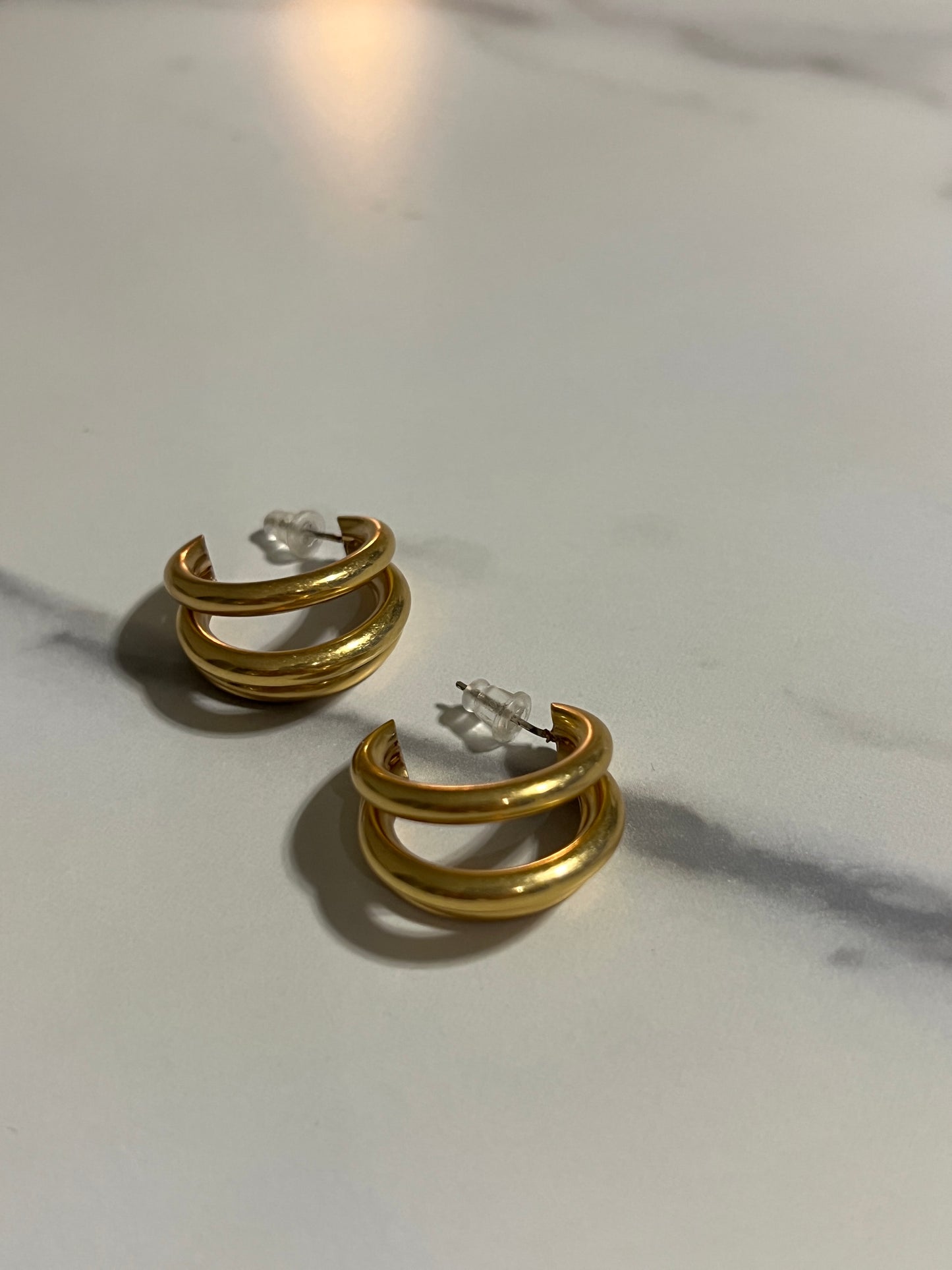 Triple Golden Hoop Earrings