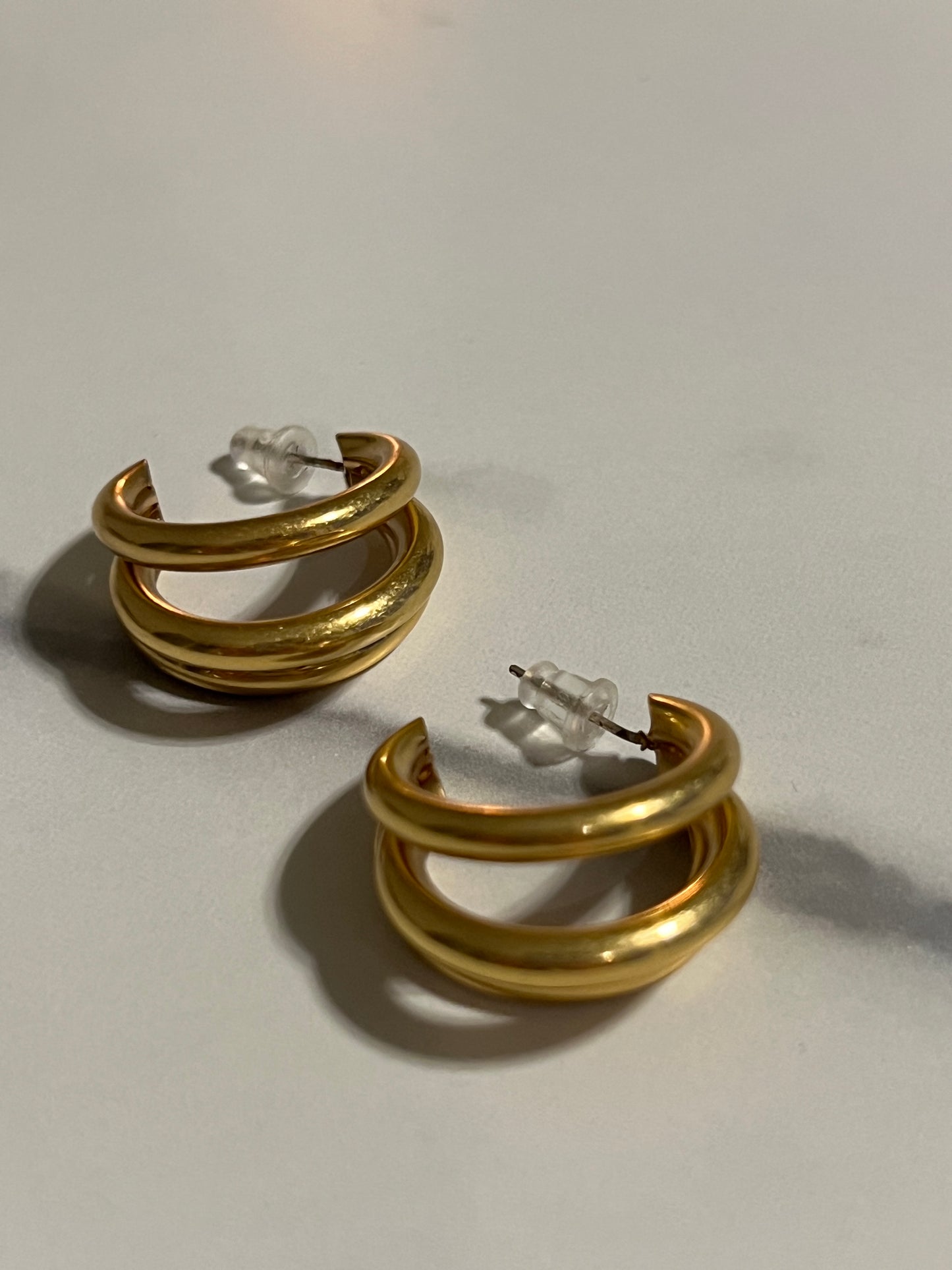 Triple Golden Hoop Earrings