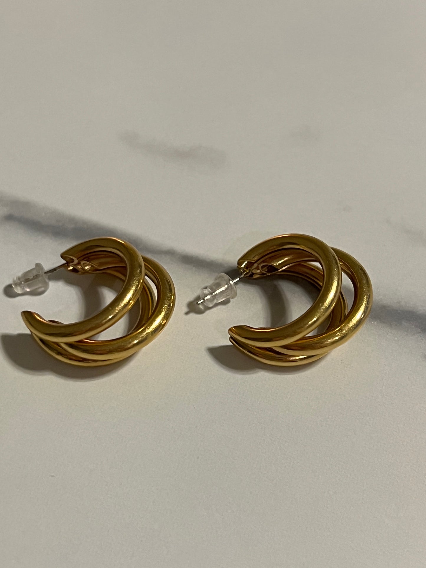 Triple Golden Hoop Earrings