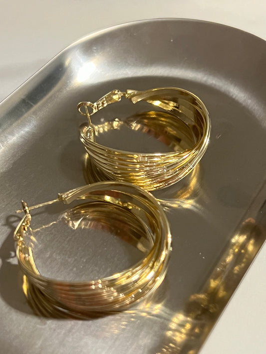 Mobius Golden Metal Hoop Earrings