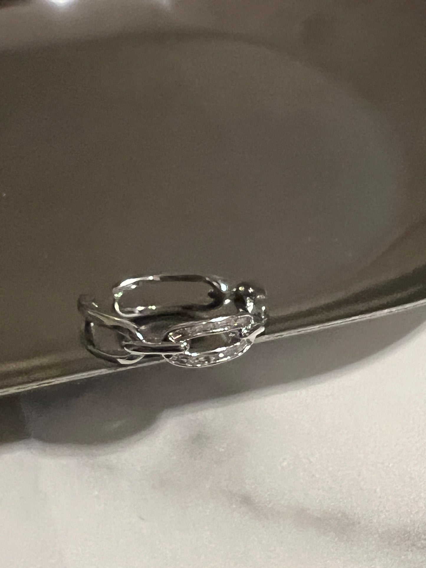 Sleek Silver Link Adjustable Ring