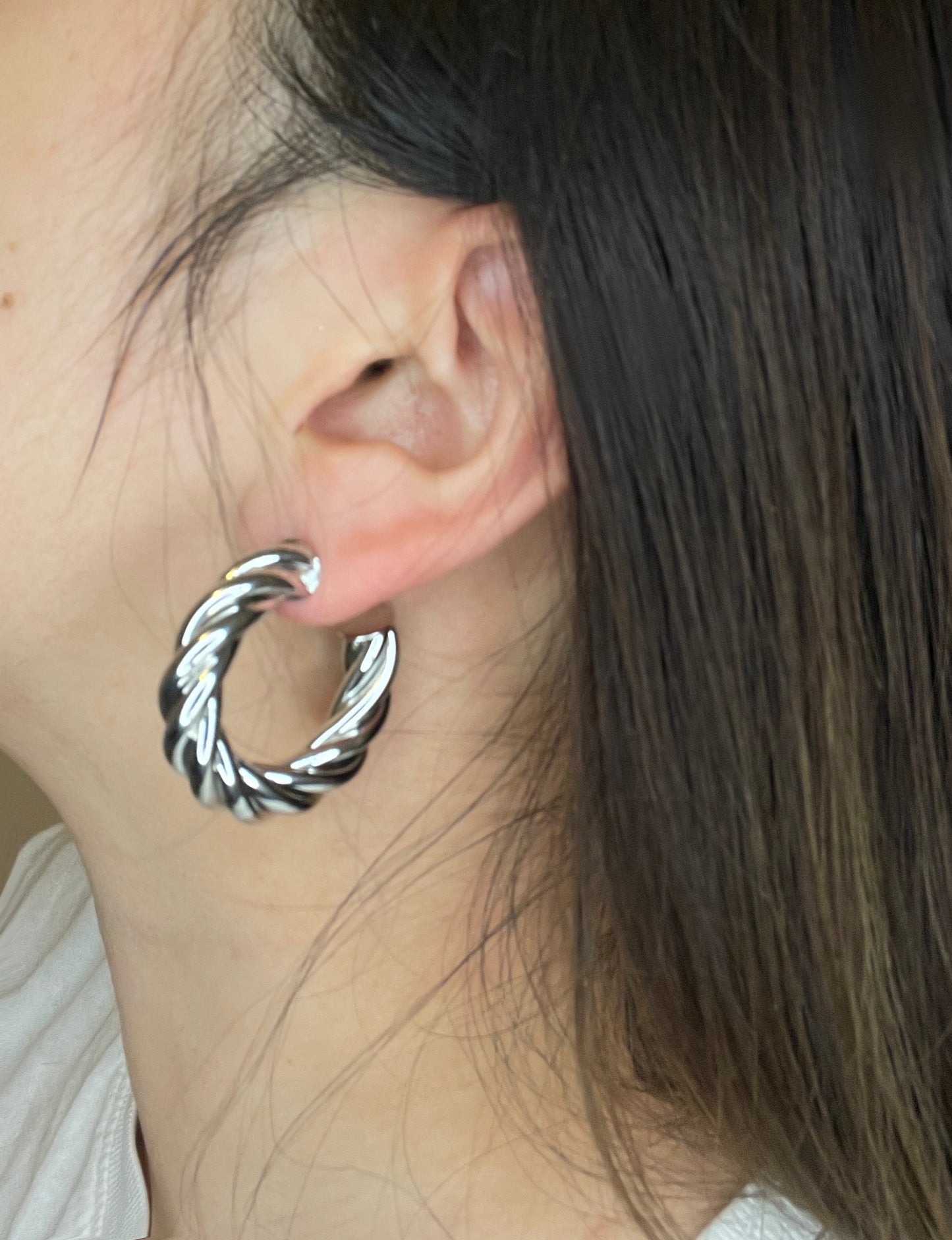 Thick Silver Hoops